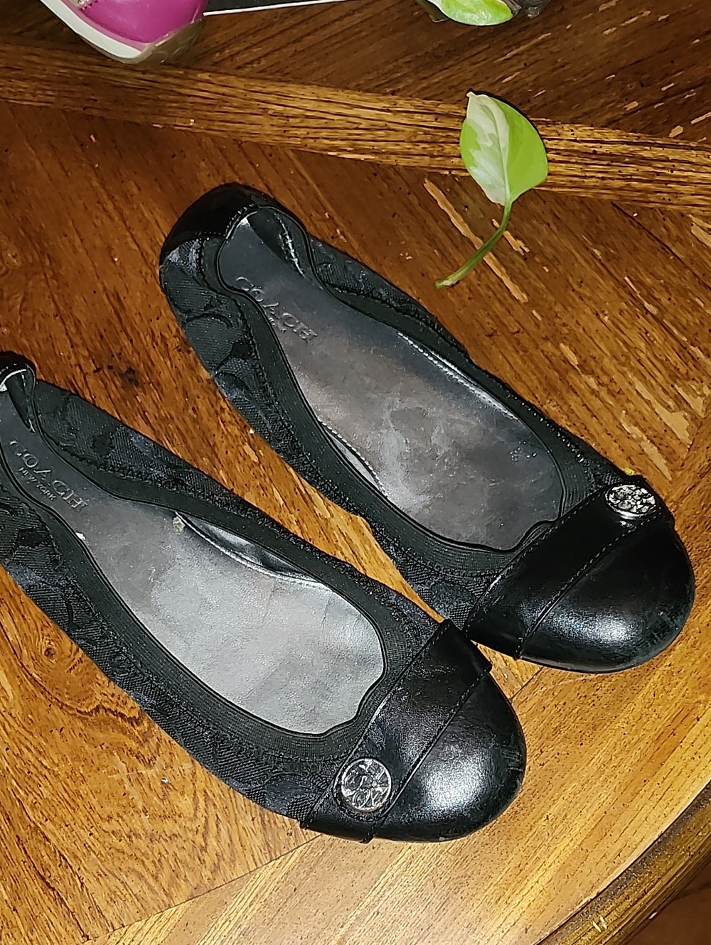 RARE Coach Black Quilted Ballet Flats with Logo Medallion
